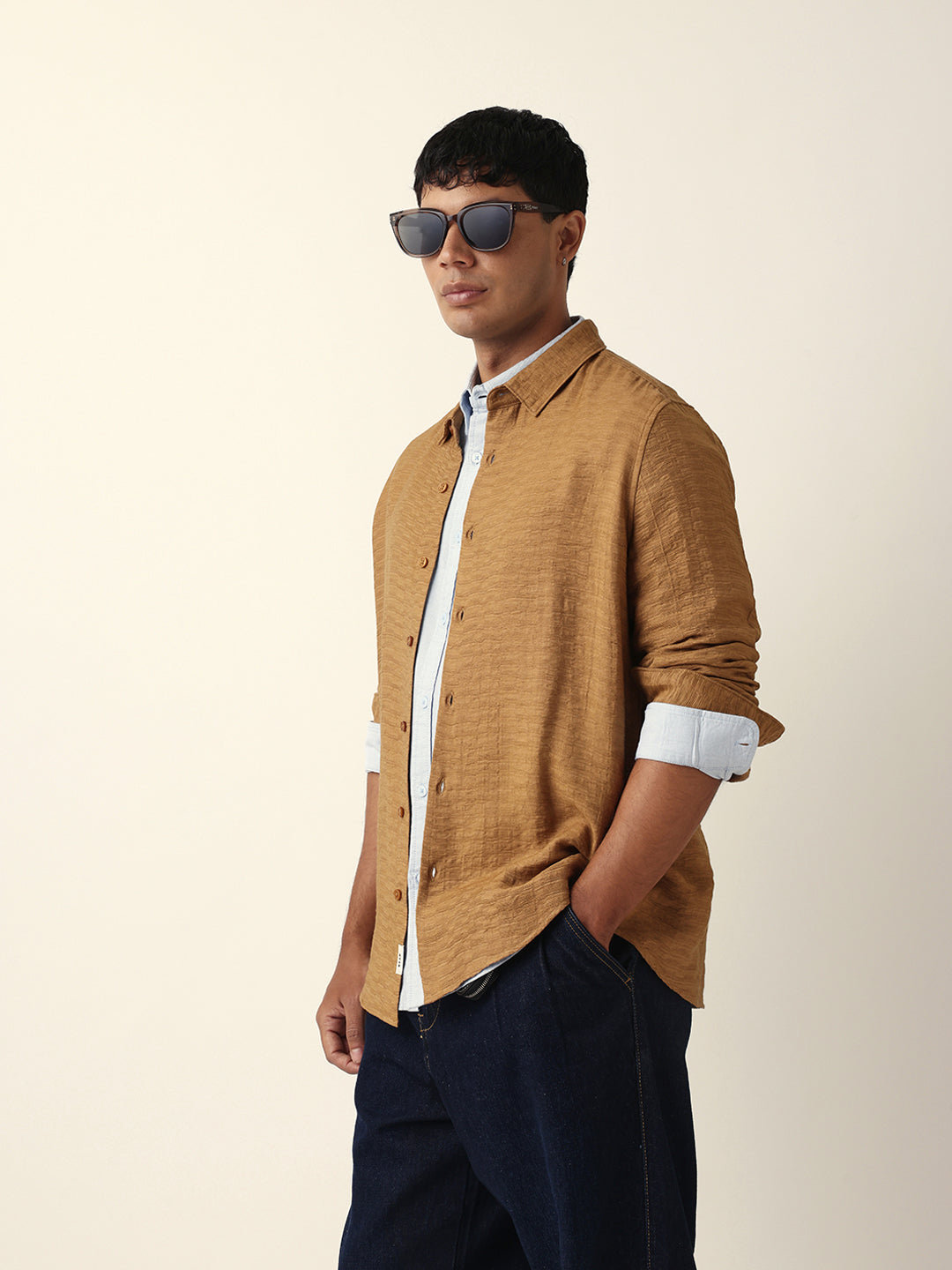 beige textured woven striped slim fit casual shirt beige textured woven striped slim fit casual shirt