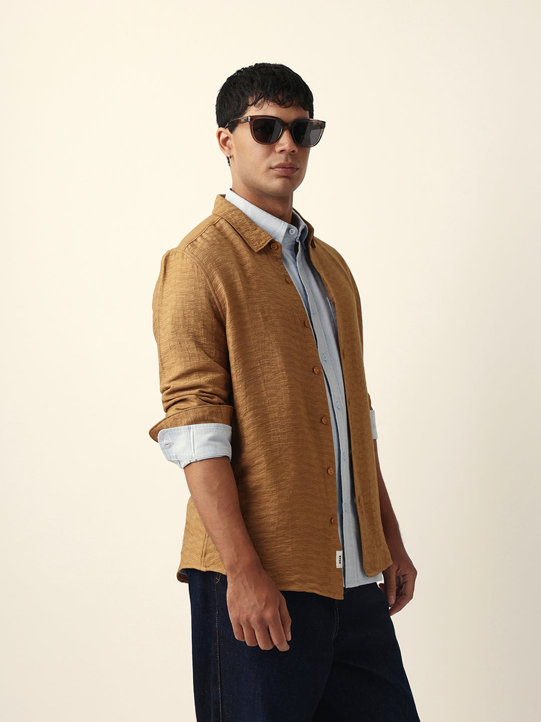 beige textured woven striped slim fit casual shirt beige textured woven striped slim fit casual shirt