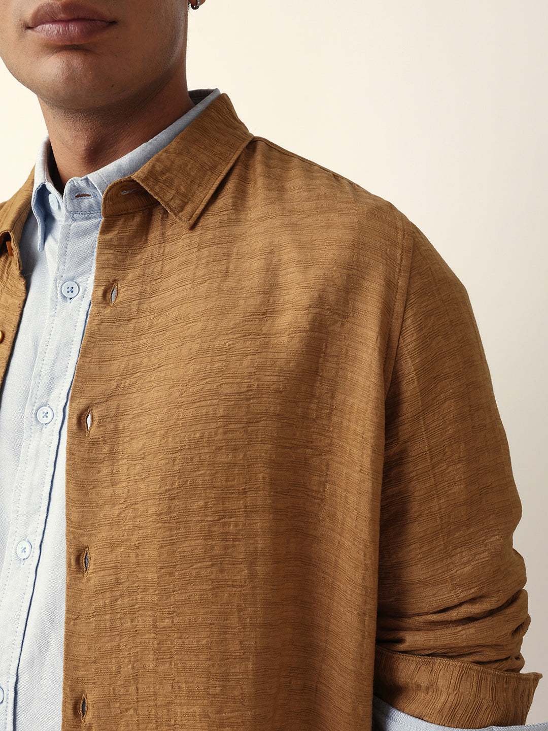 beige textured woven striped slim fit casual shirt beige textured woven striped slim fit casual shirt