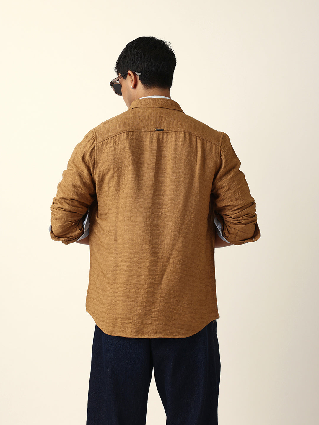 beige textured woven striped slim fit casual shirt beige textured woven striped slim fit casual shirt