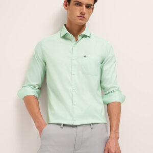 green herringbone woven tailored fit formal shirt