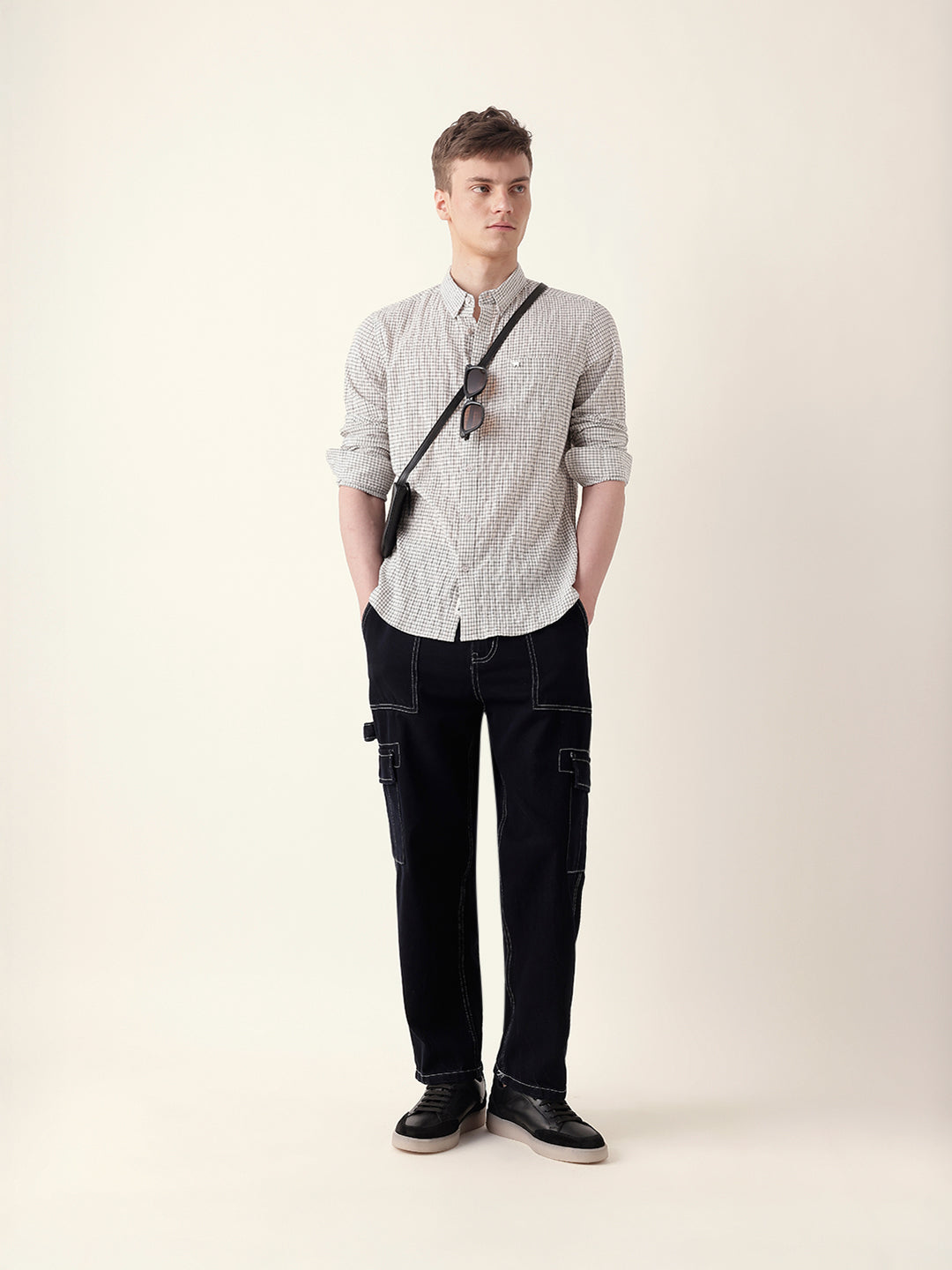 white with black woven micro checked slim fit casual shirt white with black woven micro checked slim fit casual shirt