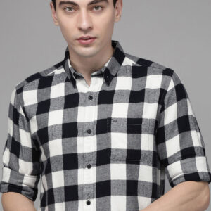 men slim flannel button down casual shirt