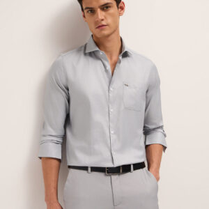 grey herringbone woven tailored fit formal shirt