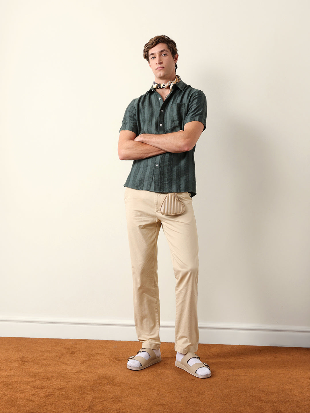 olive vertical stripe dobby woven regular fit casual shirt olive vertical stripe dobby woven regular fit casual shirt