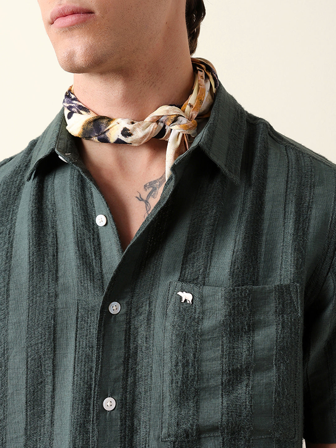 olive vertical stripe dobby woven regular fit casual shirt olive vertical stripe dobby woven regular fit casual shirt