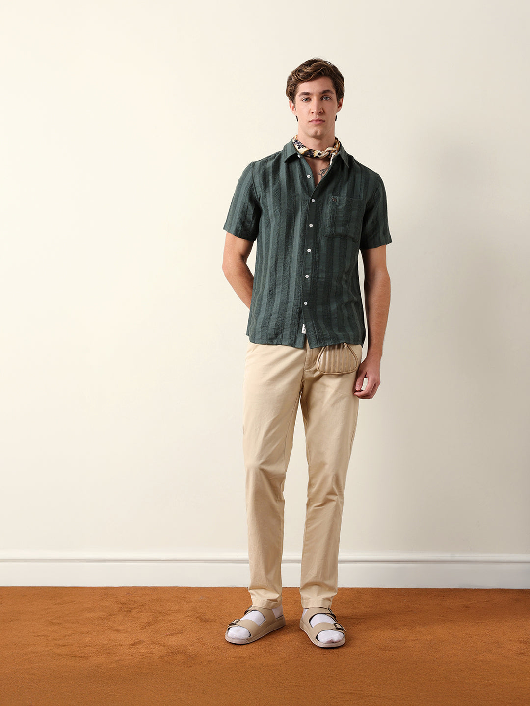 olive vertical stripe dobby woven regular fit casual shirt olive vertical stripe dobby woven regular fit casual shirt