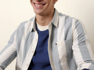 blue & cream woven striped flannel regular fit casual shirt