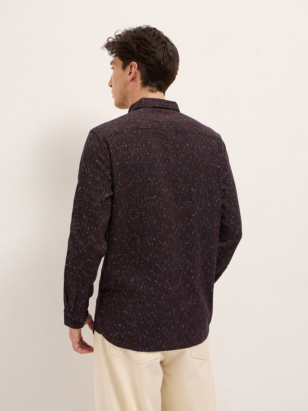 rust woven design cotton blend slim fit casual shirt rust woven design cotton blend slim fit casual shirt