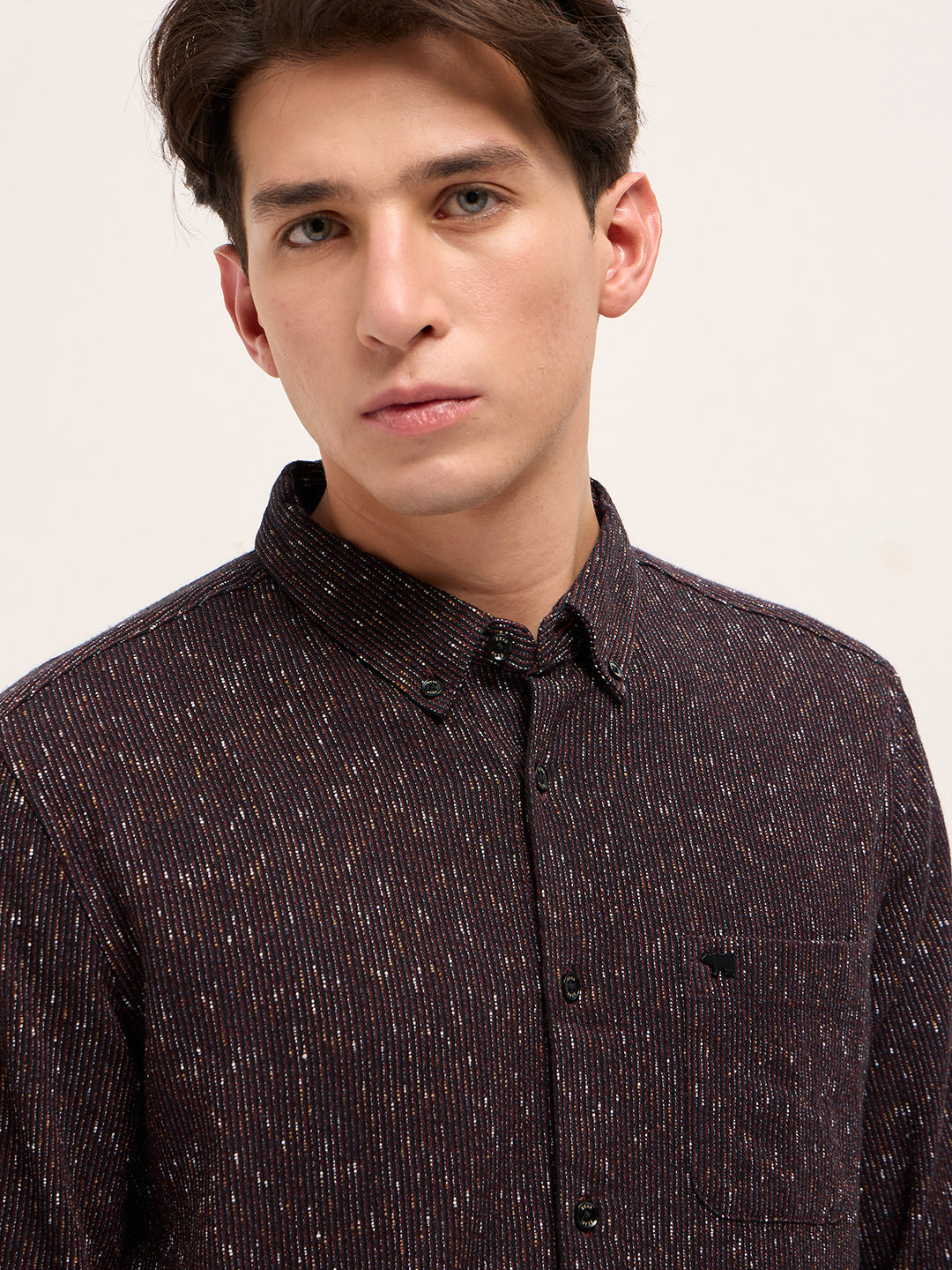 rust woven design cotton blend slim fit casual shirt rust woven design cotton blend slim fit casual shirt