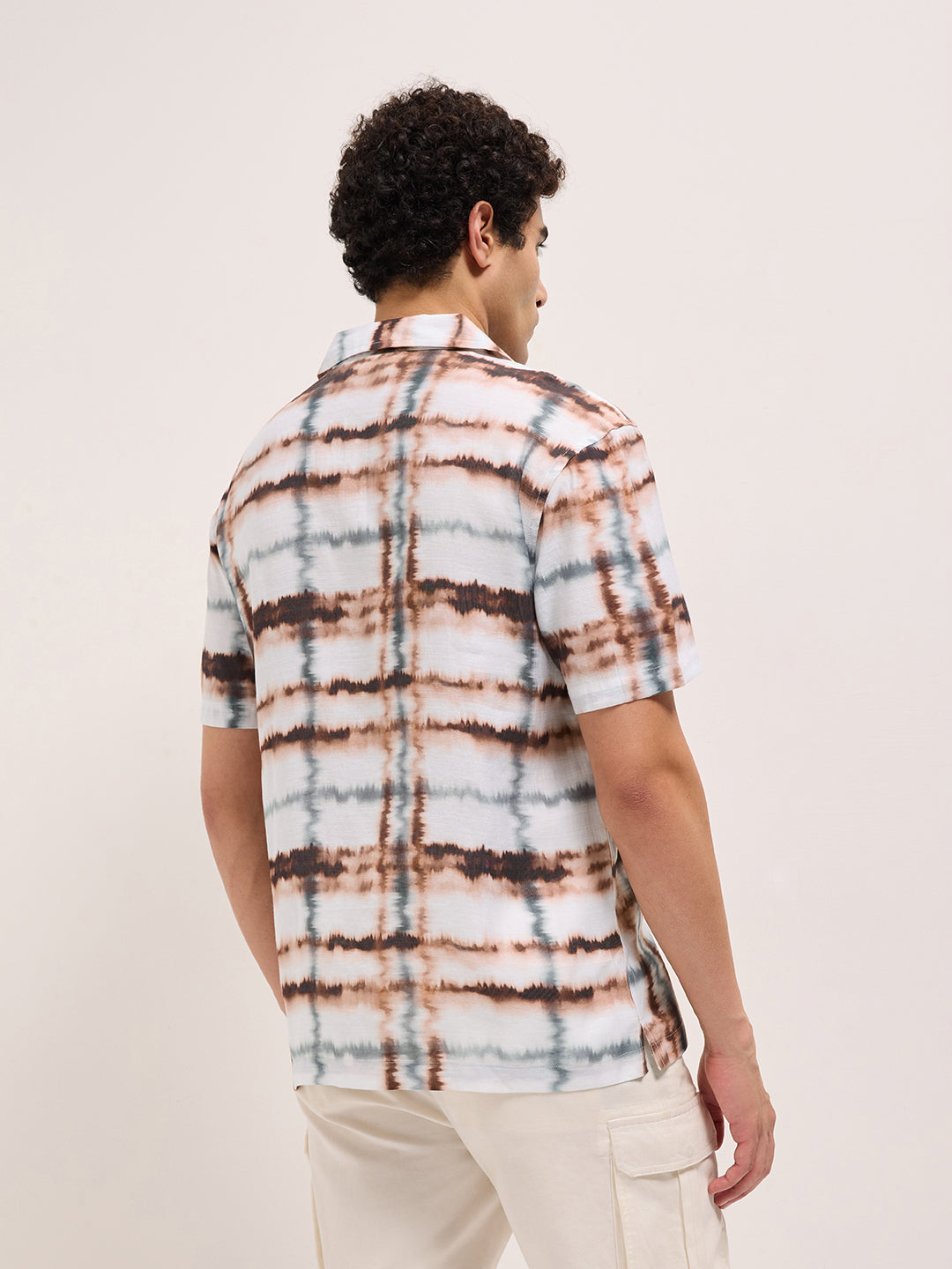 multicolor abstract tie dye print relaxed fit cuban collar casual shirt multicolor abstract tie dye print relaxed fit cuban collar casual shirt