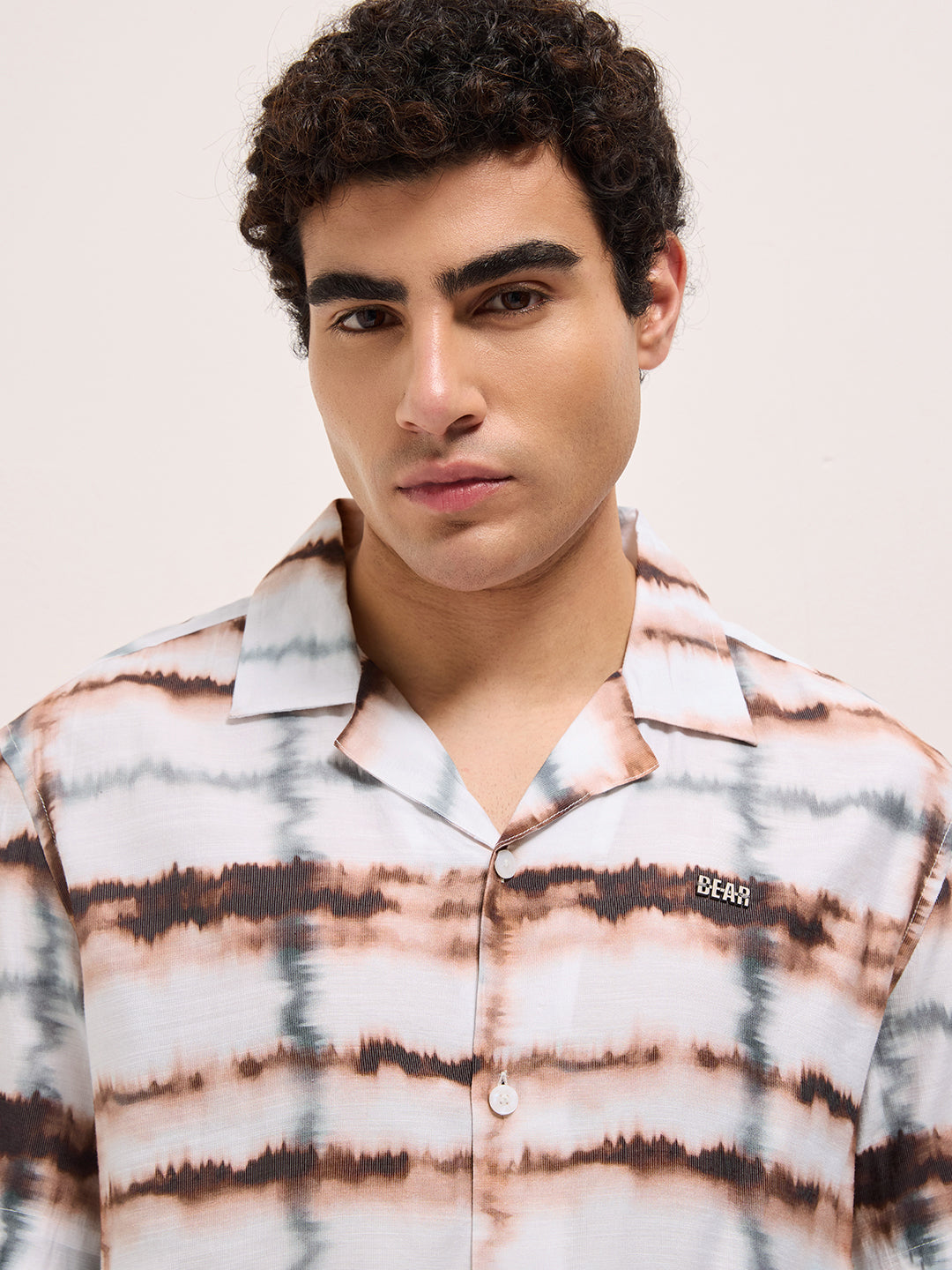 multicolor abstract tie dye print relaxed fit cuban collar casual shirt multicolor abstract tie dye print relaxed fit cuban collar casual shirt
