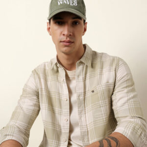 green & cream tartan check flannel regular fit casual shirt