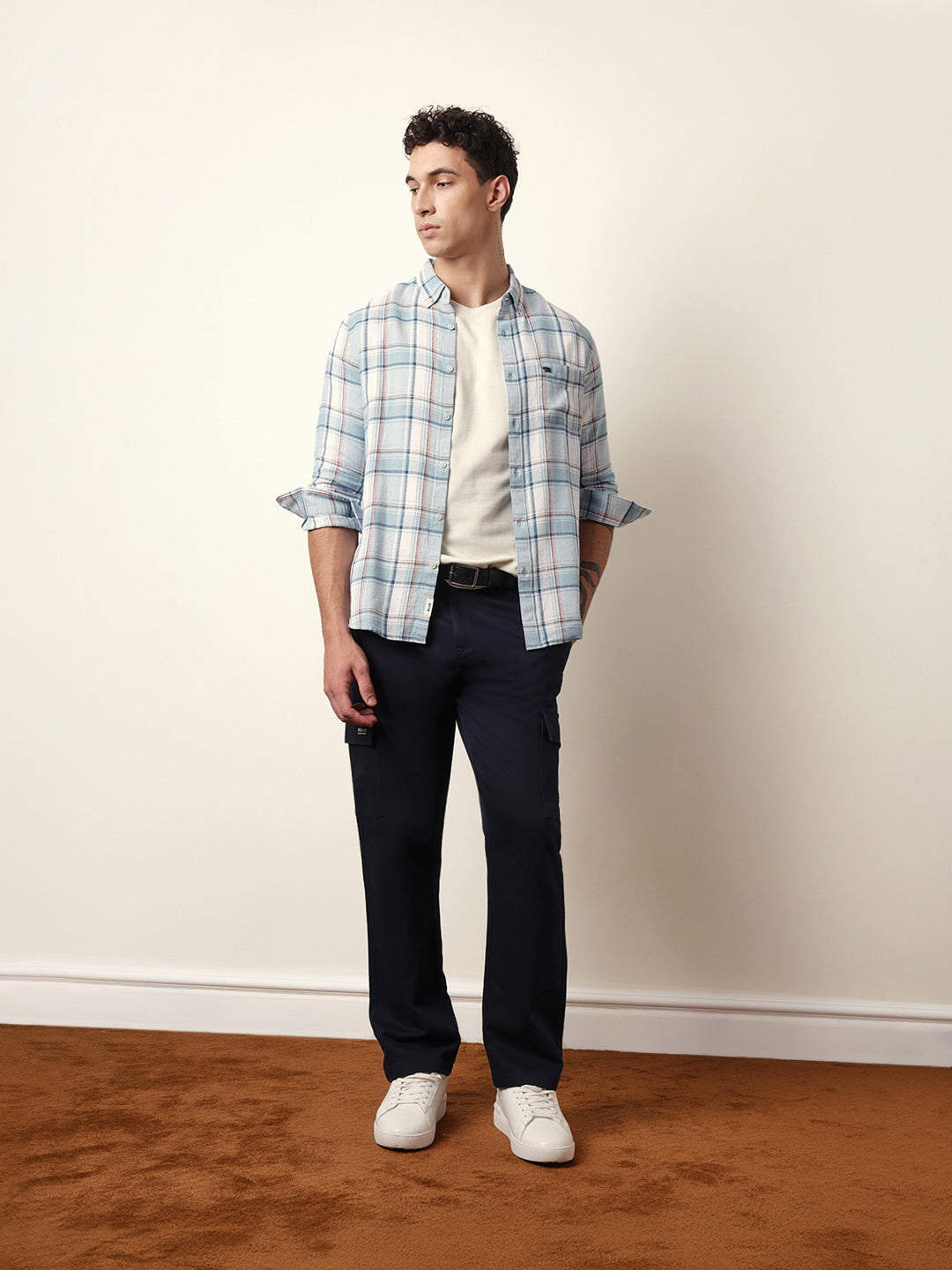 sky blue textured woven check slim fit casual shirt sky blue textured woven check slim fit casual shirt