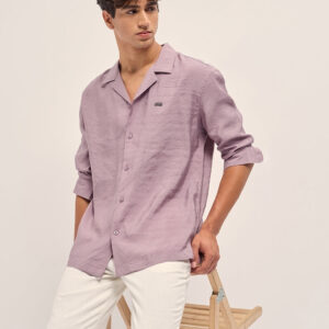 pink lenzing modal solid oversize fit casual shirt
