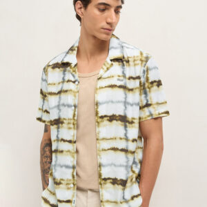 multicolor abstract tie dye print relaxed fit cuban collar casual shirt