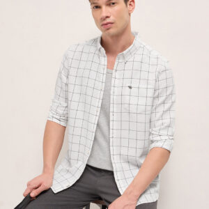 white block checks slim fit casual shirt