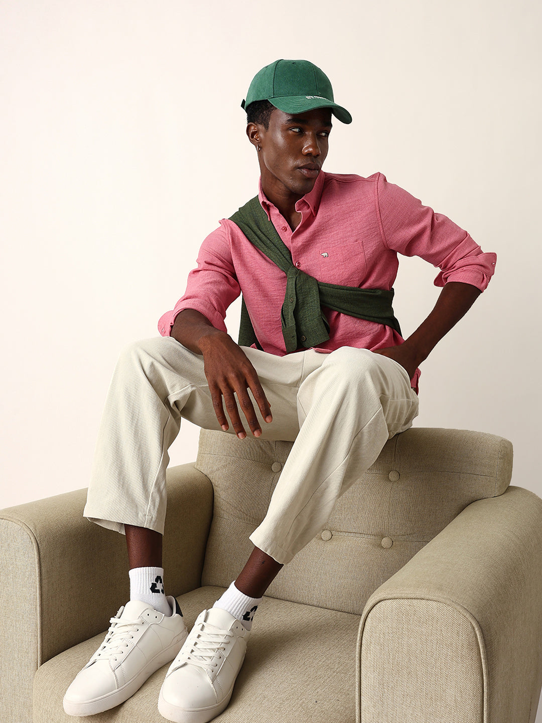 pink slim fit casual shirt with woven textured design pink slim fit casual shirt with woven textured design