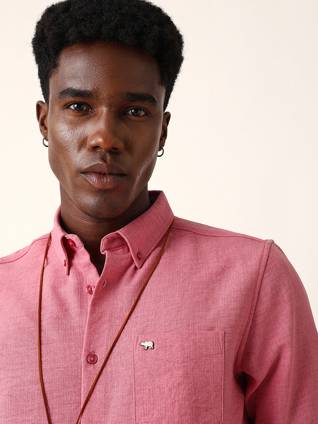 pink slim fit casual shirt with woven textured design pink slim fit casual shirt with woven textured design
