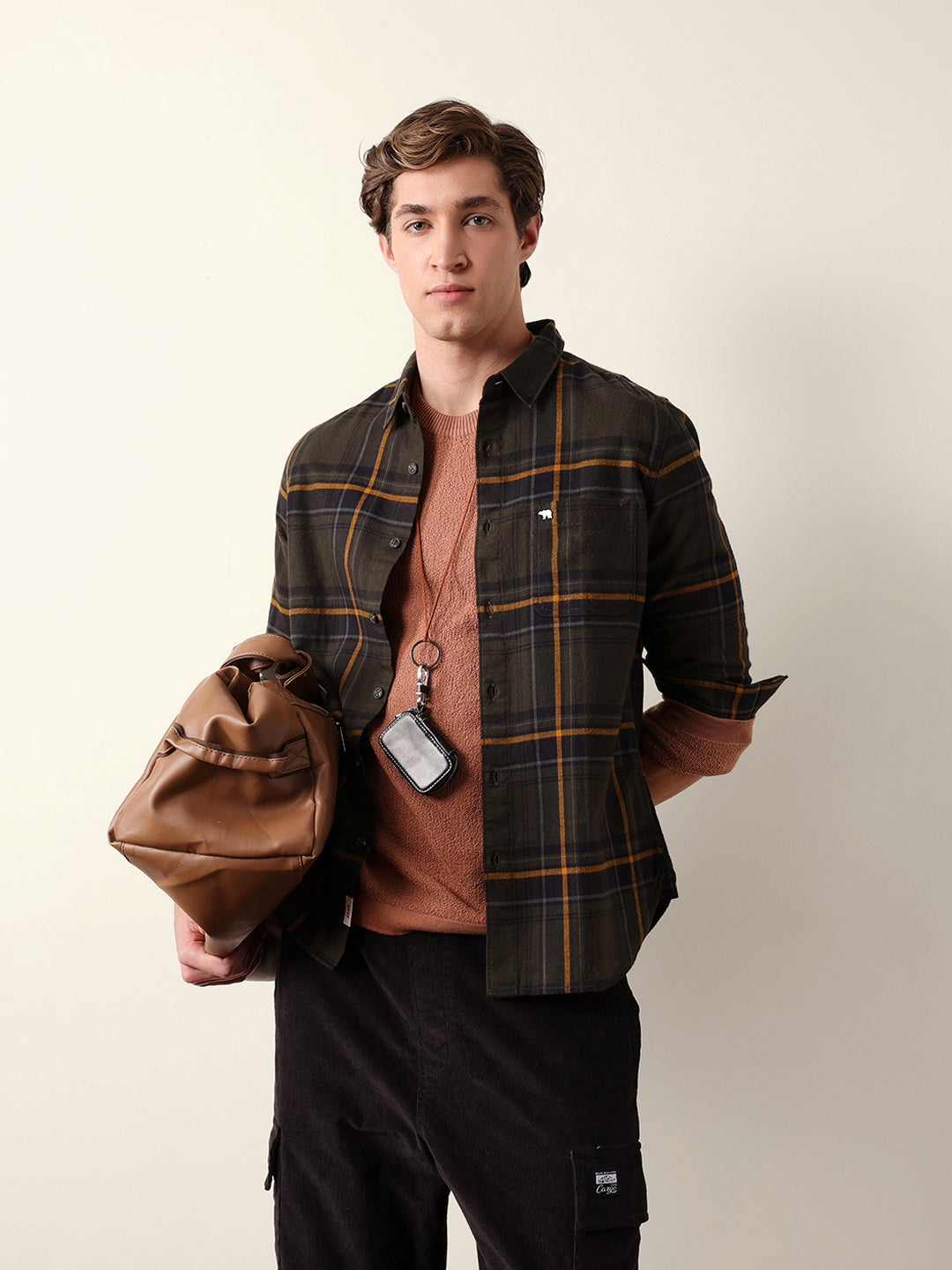 olive woven checked slim fit casual shirt olive woven checked slim fit casual shirt
