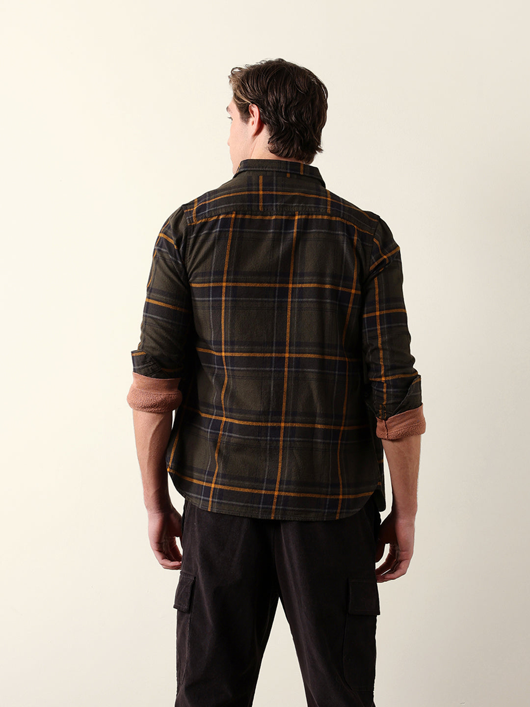 olive woven checked slim fit casual shirt olive woven checked slim fit casual shirt