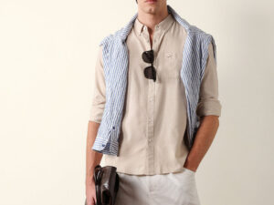 beige woven textured solid slim fit casual shirt