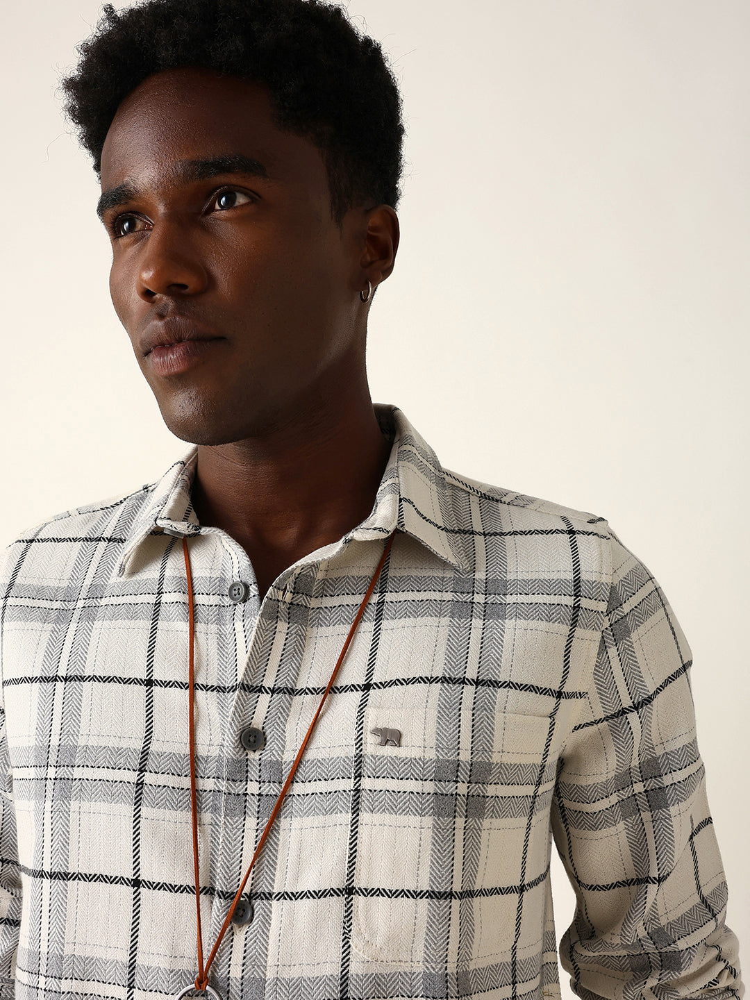 white & grey herringbone flannel checked regular fit casual shirt white & grey herringbone flannel checked regular fit casual shirt
