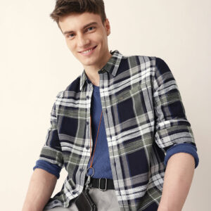 multicolor classic tartan woven checked slim fit casual shirt