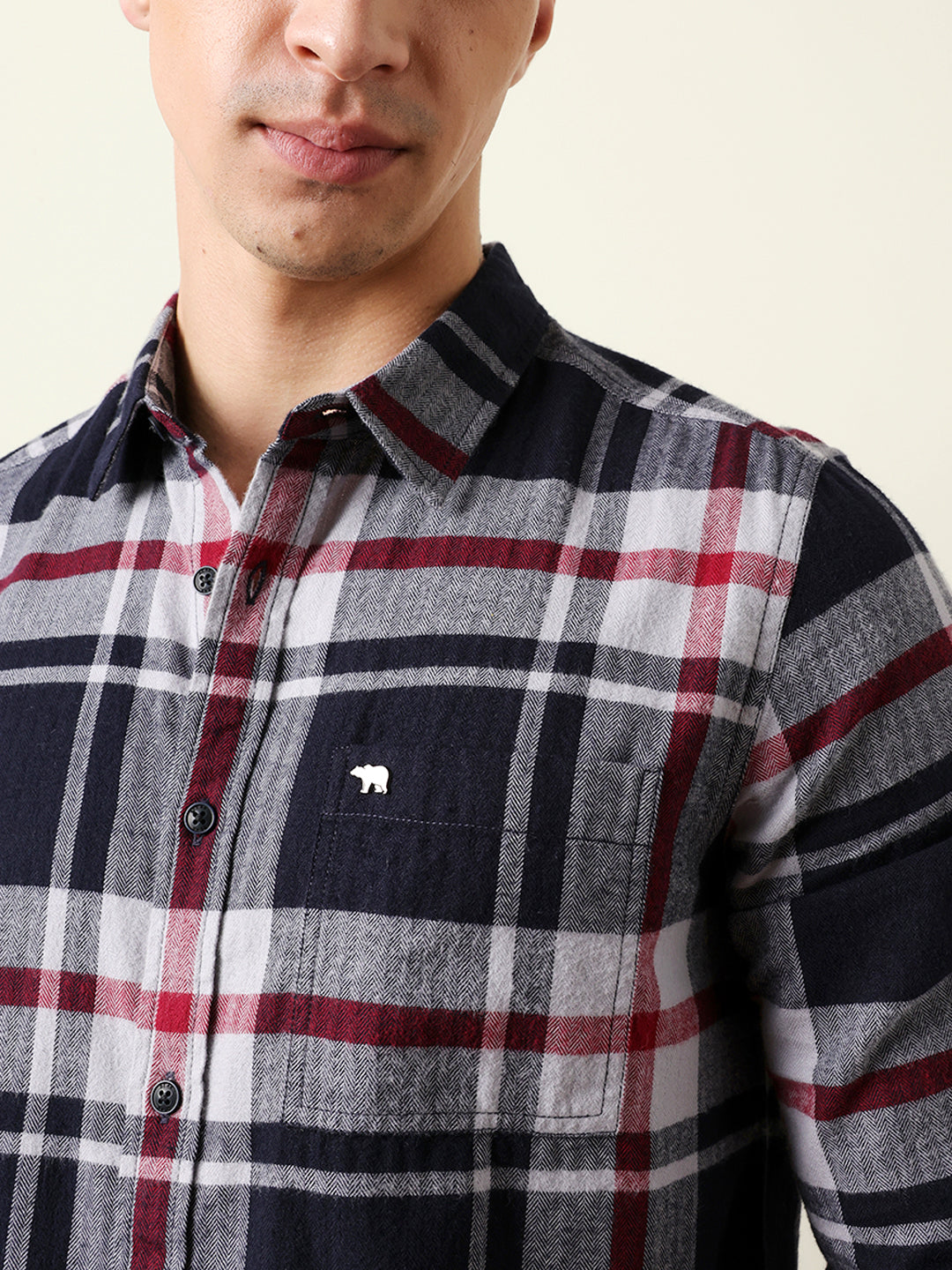 navy blue herringbone flannel checked regular fit casual shirt navy blue herringbone flannel checked regular fit casual shirt