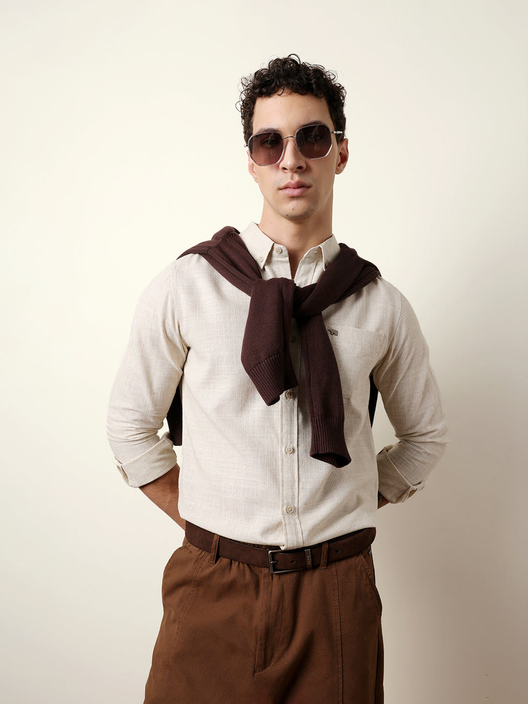 light cream slub textured woven slim fit casual shirt light cream slub textured woven slim fit casual shirt
