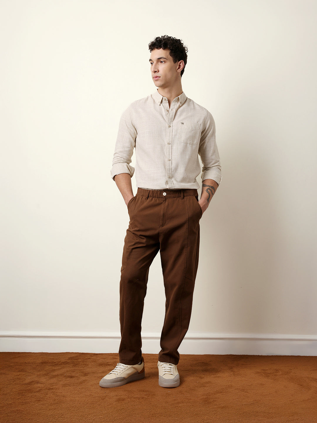 light cream slub textured woven slim fit casual shirt light cream slub textured woven slim fit casual shirt