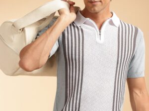 men's white brown linen t shirt